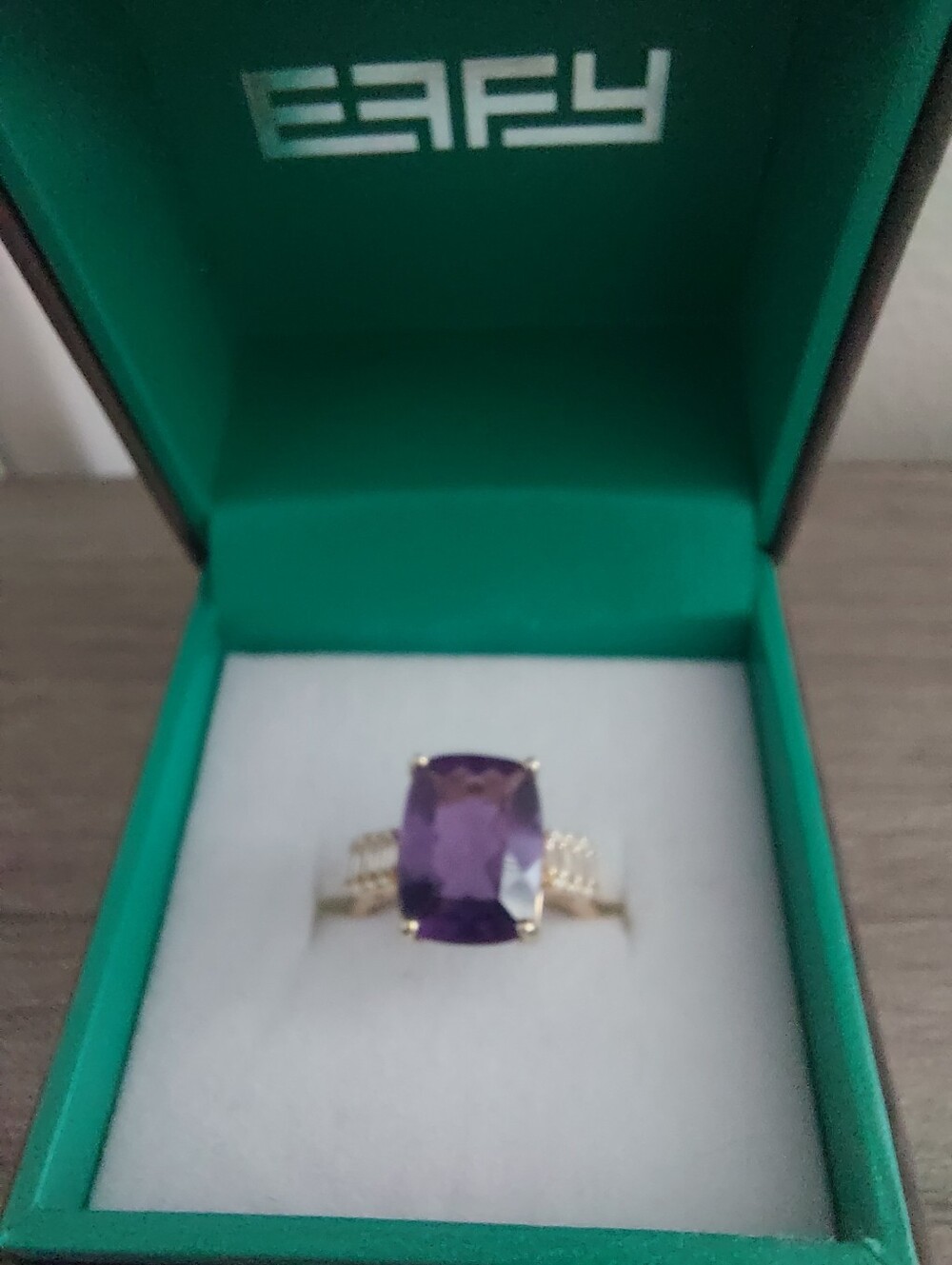 Effy 14kt Amethyst Ring With Genuine Diamonds Yellow Gold - Picture 10 of 16